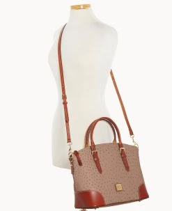 Ostrich Domed Satchel Light Taupe -Online Sale Dooney & Bourke B9062G OTXDPATN ALT4 1