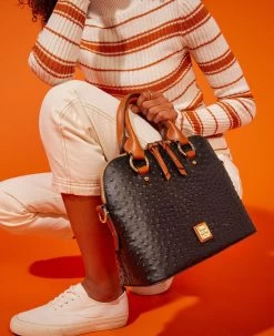 Ostrich Cameron Satchel Black 23 Ostrich Cameron Satchel Black -Online Sale Dooney & Bourke BOSTR1076 ILD lifestyle 1