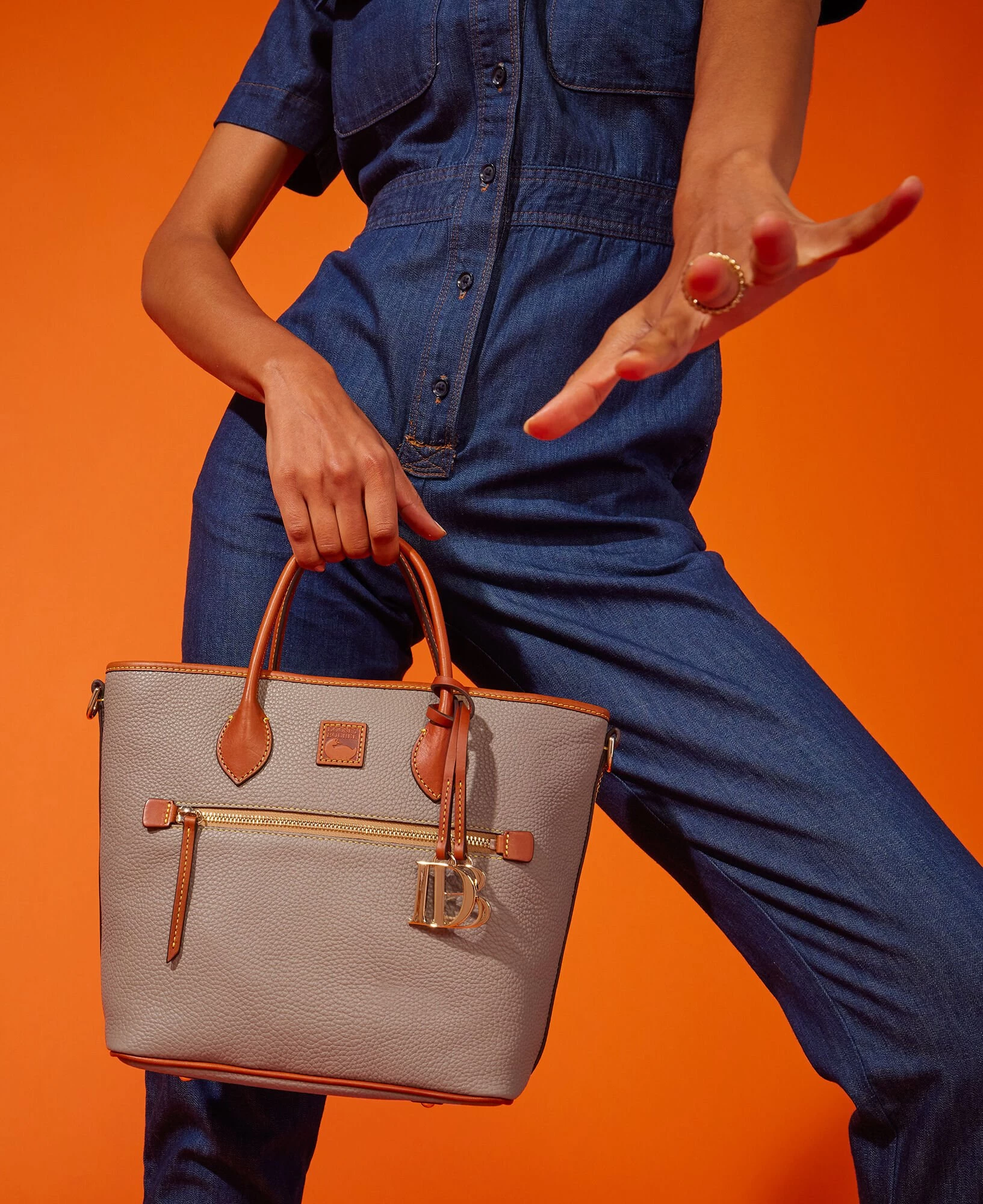 Pebble Grain Handle Tote Caramel 9 Pebble Grain Handle Tote Caramel - Image 7