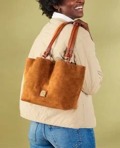 Suede Small Flynn Wine 24 Suede Small Flynn Wine -Online Sale Dooney & Bourke BSUED1459 ILD lifestyle 1