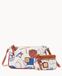 MLB Blue Jays Lexi Crossbody Sm Coin Case BLUE JAYS -Online Sale Dooney & Bourke M1400G QUMWPATNBJAY 1
