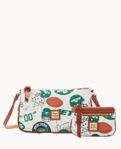 NFL Jets Lexi Crossbody Sm Coin Case JETS -Online Sale Dooney & Bourke M1400G QWMWPATNJETS 2