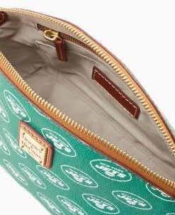 NFL Jets Suki Crossbody Med Wristlet JETS -Online Sale Dooney & Bourke M1696G NJGRPATNJETS ALT2