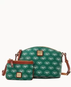 NFL Jets Suki Crossbody Med Wristlet JETS -Online Sale Dooney & Bourke M1696G NJGRPATNJETS ALT4 1