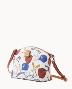 MLB Blue Jays Suki Crossbody Med Wristlet BLUE JAYS -Online Sale Dooney & Bourke M1696G QUMWPATNBJAY ALT1 1