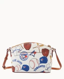 MLB Blue Jays Suki Crossbody Med Wristlet BLUE JAYS -Online Sale Dooney & Bourke M1696G QUMWPATNBJAY ALT3