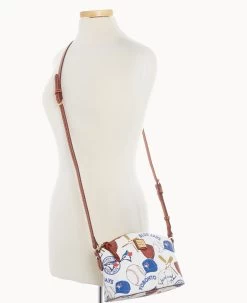 MLB Blue Jays Suki Crossbody Med Wristlet BLUE JAYS -Online Sale Dooney & Bourke M1696G QUMWPATNBJAY ALT5 1