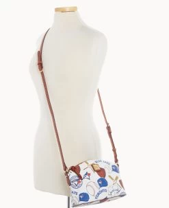 MLB Blue Jays Suki Crossbody Med Wristlet BLUE JAYS -Online Sale Dooney & Bourke M1696G QUMWPATNBJAY ALT5