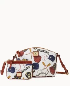MLB Brewers Suki Crossbody Med Wristlet BREWERS -Online Sale Dooney & Bourke M1696G QUMWPATNBRWS 1