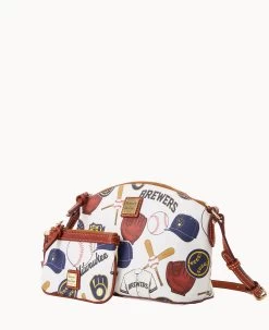 MLB Brewers Suki Crossbody Med Wristlet BREWERS -Online Sale Dooney & Bourke M1696G QUMWPATNBRWS ALT1