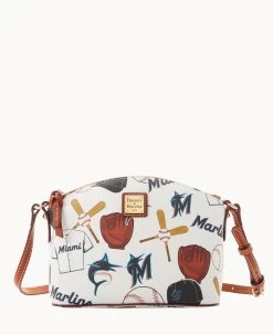 MLB Marlins Suki Crossbody Med Wristlet MARLINS -Online Sale Dooney & Bourke M1696G QUMWPATNMRLN 1