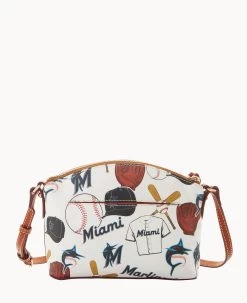 MLB Marlins Suki Crossbody Med Wristlet MARLINS -Online Sale Dooney & Bourke M1696G QUMWPATNMRLN ALT3 1