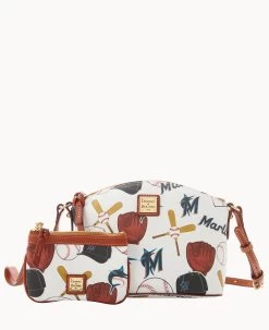 MLB Marlins Suki Crossbody Med Wristlet MARLINS -Online Sale Dooney & Bourke M1696G QUMWPATNMRLN ALT4