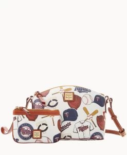 MLB Twins Suki Crossbody Med Wristlet TWINS -Online Sale Dooney & Bourke M1696G QUMWPATNTWNS ALT4