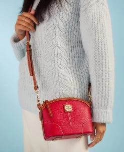 Pebble Grain Mini Domed Crossbody Geranium -Online Sale Dooney & Bourke R1615 ILD lifestyle 1