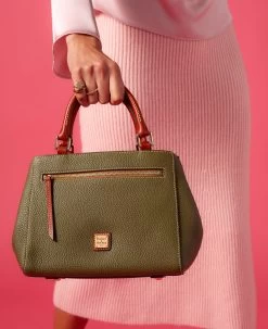 Pebble Grain Small Zip Satchel Caribbean Blue -Online Sale Dooney & Bourke R1929 ILD lifestyle 1