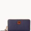 Pebble Grain Large Zip Around Wristlet Midnight Blue -Online Sale Dooney & Bourke W0126G 9PMDPAKR