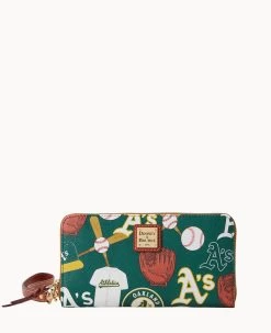 MLB Athletics Large Zip Around Wristlet ATHLETICS -Online Sale Dooney & Bourke W0126G QUGRPATNOAKA