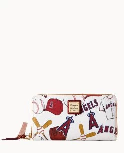 MLB Angels Large Zip Around Wristlet ANGELS -Online Sale Dooney & Bourke W0126G QUMWPATNANGL 1