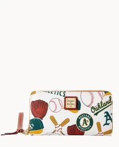 MLB Athletics Large Zip Around Wristlet ATHLETICS -Online Sale Dooney & Bourke W0126G QUMWPATNOAKA 1