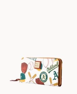 MLB Athletics Large Zip Around Wristlet ATHLETICS -Online Sale Dooney & Bourke W0126G QUMWPATNOAKA ALT1 1
