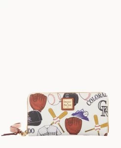 MLB Rockies Large Zip Around Wristlet ROCKIES -Online Sale Dooney & Bourke W0126G QUMWPATNROKI 2
