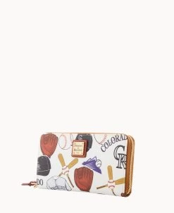 MLB Rockies Large Zip Around Wristlet ROCKIES -Online Sale Dooney & Bourke W0126G QUMWPATNROKI ALT1