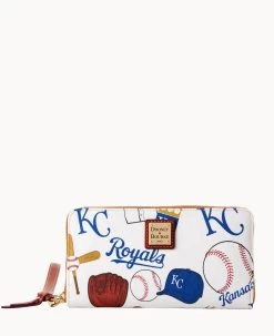 MLB Royals Large Zip Around Wristlet Royals -Online Sale Dooney & Bourke W0126G QUMWPATNRYLS 1