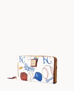 MLB Royals Large Zip Around Wristlet Royals -Online Sale Dooney & Bourke W0126G QUMWPATNRYLS ALT1 1