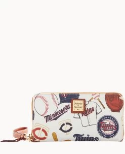 MLB Twins Large Zip Around Wristlet TWINS -Online Sale Dooney & Bourke W0126G QUMWPATNTWNS 2