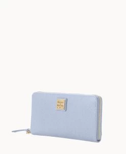 Saffiano Large Zip Around Wristlet Glacier Blue -Online Sale Dooney & Bourke W0126G SI3FSI3F0002 ALT1 1