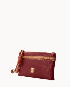 Pebble Grain Double Zip Wristlet Wine -Online Sale Dooney & Bourke W0174G AWWNPATN ALT1 1