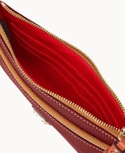 Pebble Grain Double Zip Wristlet Wine -Online Sale Dooney & Bourke W0174G AWWNPATN ALT2 1