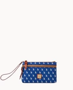 MLB Dodgers Double Zip Wristlet Los Angeles Dodgers -Online Sale Dooney & Bourke W0174G MJBUPATNDODG 2