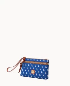MLB Dodgers Double Zip Wristlet Los Angeles Dodgers -Online Sale Dooney & Bourke W0174G MJBUPATNDODG ALT1 1