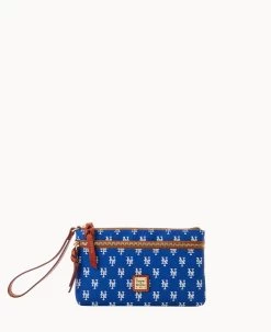 MLB Mets Double Zip Wristlet New York Mets -Online Sale Dooney & Bourke W0174G MJBUPATNMETS 2