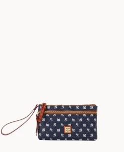 MLB Yankees Double Zip Wristlet New York Yankees -Online Sale Dooney & Bourke W0174G MJNVPATNYANK 1