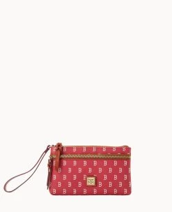 MLB Red Sox Double Zip Wristlet Boston Red Sox -Online Sale Dooney & Bourke W0174G MJRDPATNRDSX 1