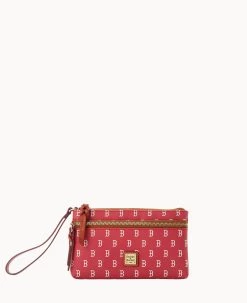 MLB Red Sox Double Zip Wristlet Boston Red Sox -Online Sale Dooney & Bourke W0174G MJRDPATNRDSX 2