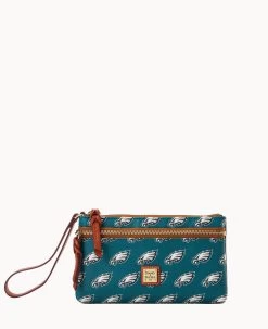 NFL Eagles Double Zip Wristlet Philadelphia Eagles -Online Sale Dooney & Bourke W0174G NJGRPATNEAGL 2