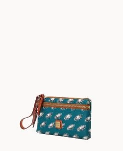 NFL Eagles Double Zip Wristlet Philadelphia Eagles -Online Sale Dooney & Bourke W0174G NJGRPATNEAGL ALT1 1