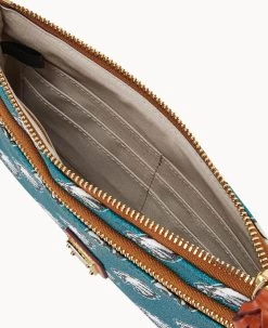NFL Eagles Double Zip Wristlet Philadelphia Eagles -Online Sale Dooney & Bourke W0174G NJGRPATNEAGL ALT2 1