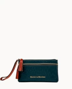 Ostrich Double Zip Wristlet Black 33 Ostrich Double Zip Wristlet Black -Online Sale Dooney & Bourke W0174G OTBLPATN 2