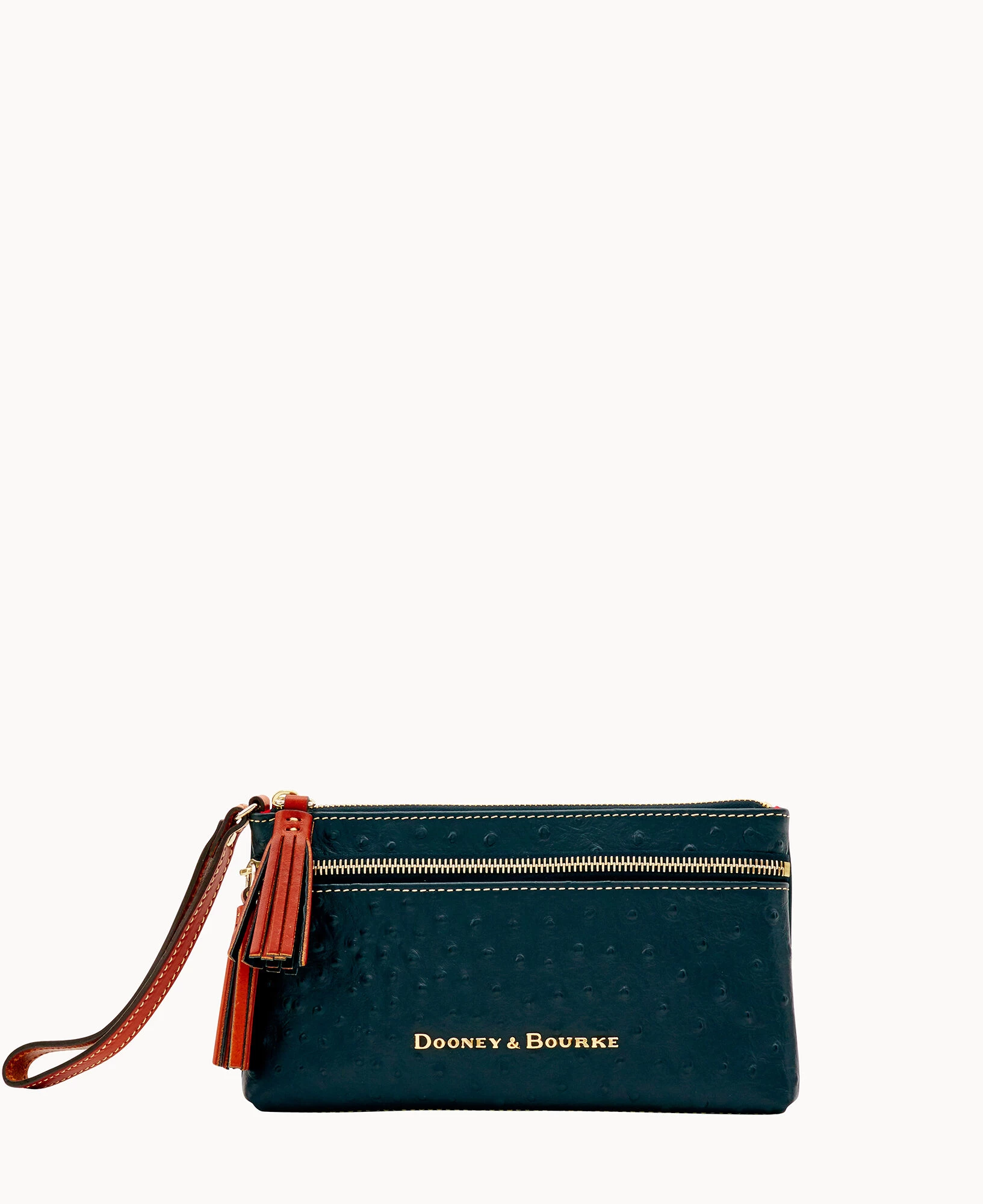 Ostrich Double Zip Wristlet Black 14 Ostrich Double Zip Wristlet Black - Image 12