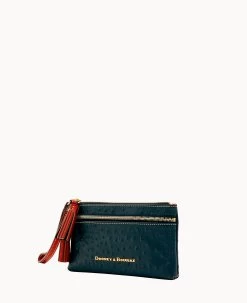 Ostrich Double Zip Wristlet Black 24 Ostrich Double Zip Wristlet Black -Online Sale Dooney & Bourke W0174G OTBLPATN ALT1