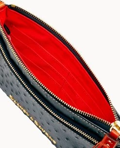 Ostrich Double Zip Wristlet Black 25 Ostrich Double Zip Wristlet Black -Online Sale Dooney & Bourke W0174G OTBLPATN ALT2