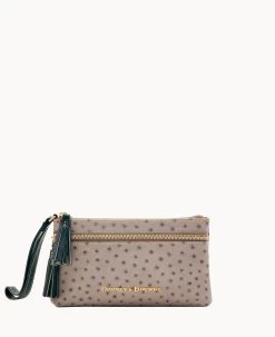 Ostrich Double Zip Wristlet Black 37 Ostrich Double Zip Wristlet Black -Online Sale Dooney & Bourke W0174G OTGYPABL