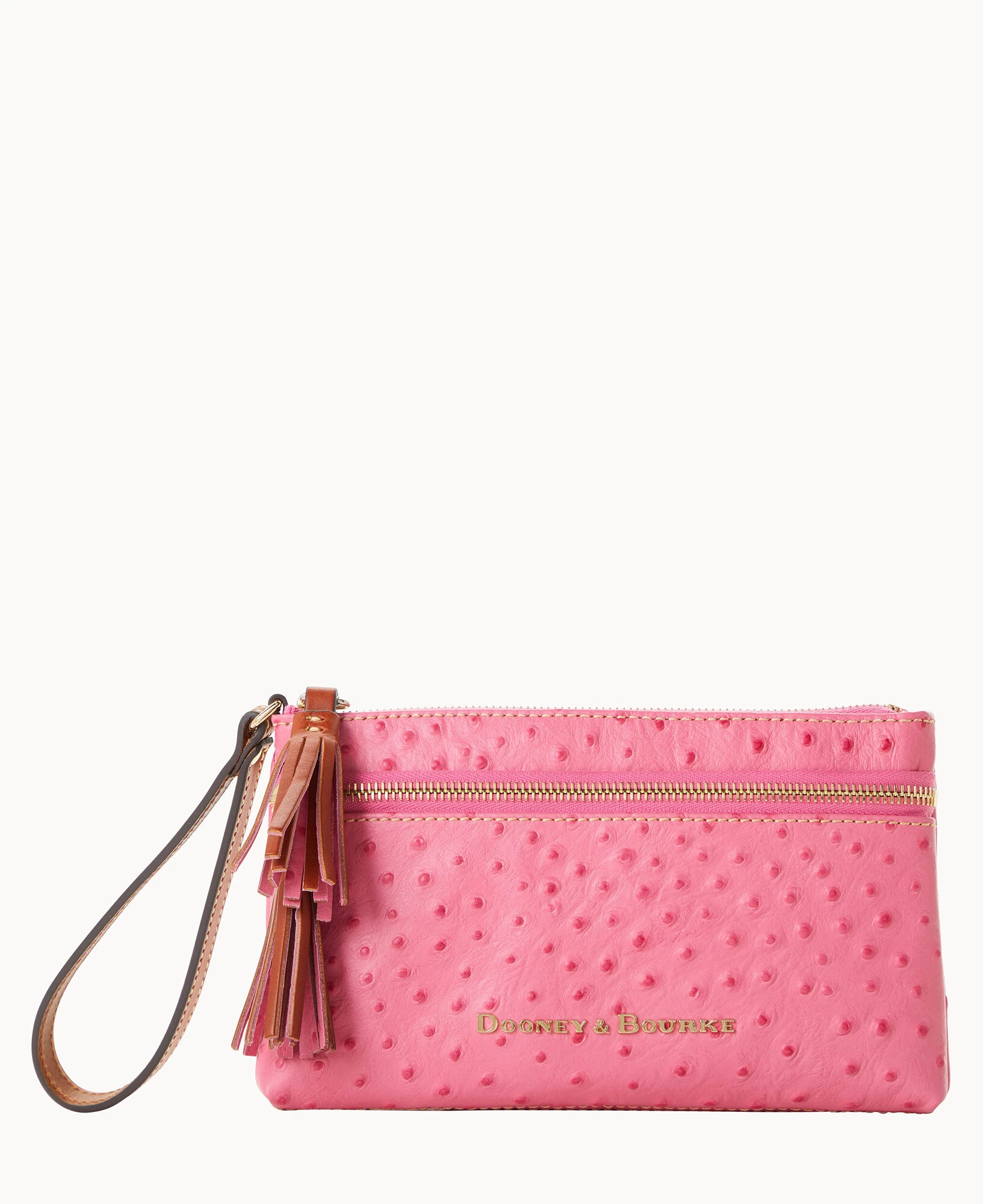 Ostrich Double Zip Wristlet Black 13 Ostrich Double Zip Wristlet Black - Image 11