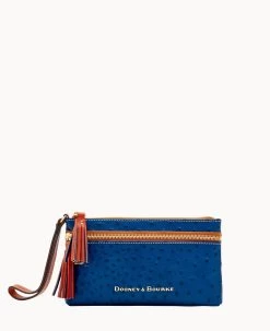 Ostrich Double Zip Wristlet Black 38 Ostrich Double Zip Wristlet Black -Online Sale Dooney & Bourke W0174G OTMDPATN