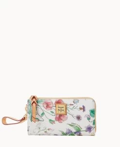 Botanical Collection Folded Zip Wristlet White